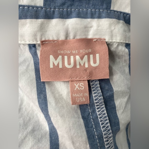 Show Me Your MuMu Yvette Blue and White Striped Romper - Picture 6 of 10